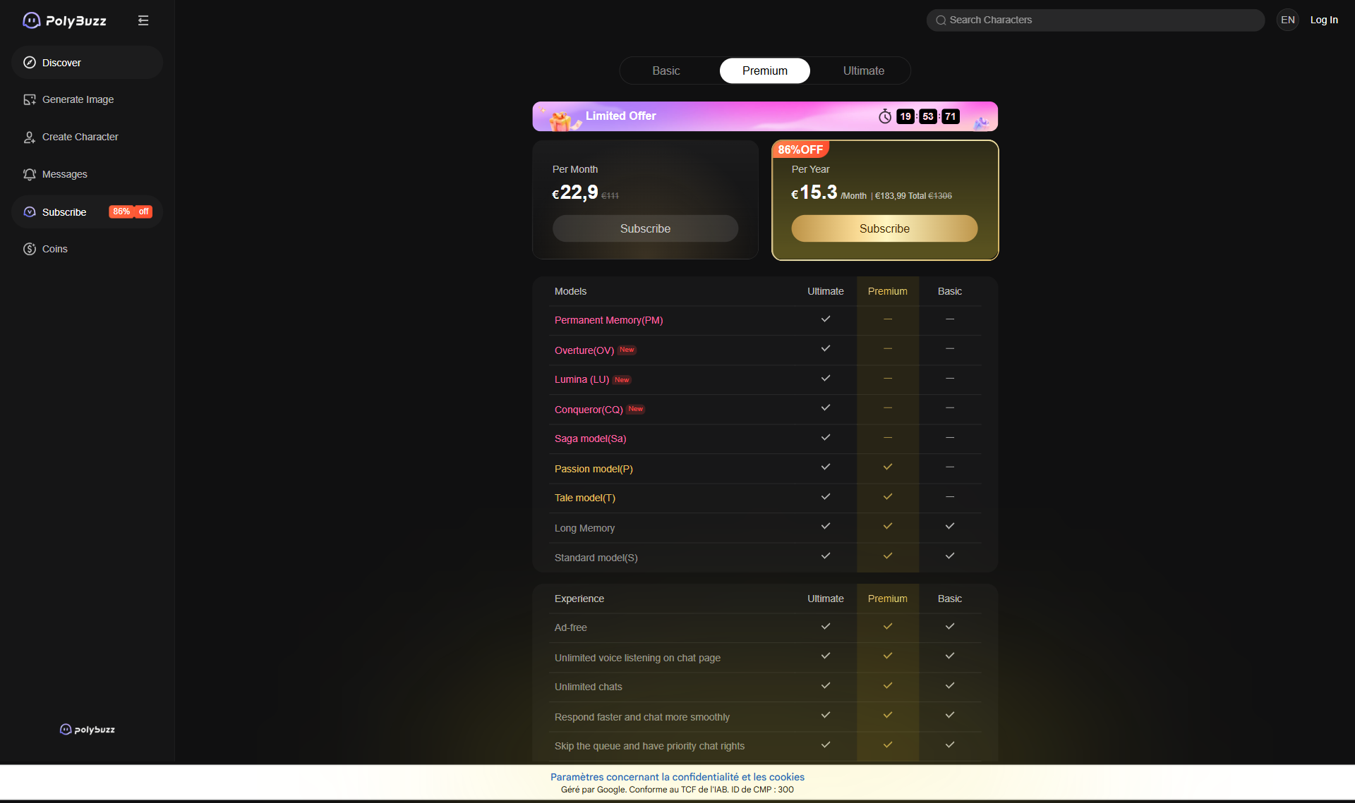 Membership Pricing Page Screenshot